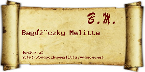 Bagóczky Melitta névjegykártya